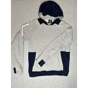Adidas Men's S2S Kangaroo Grey Blue Pullover Hoodie Sweatshirt Zip‎ Sides Small